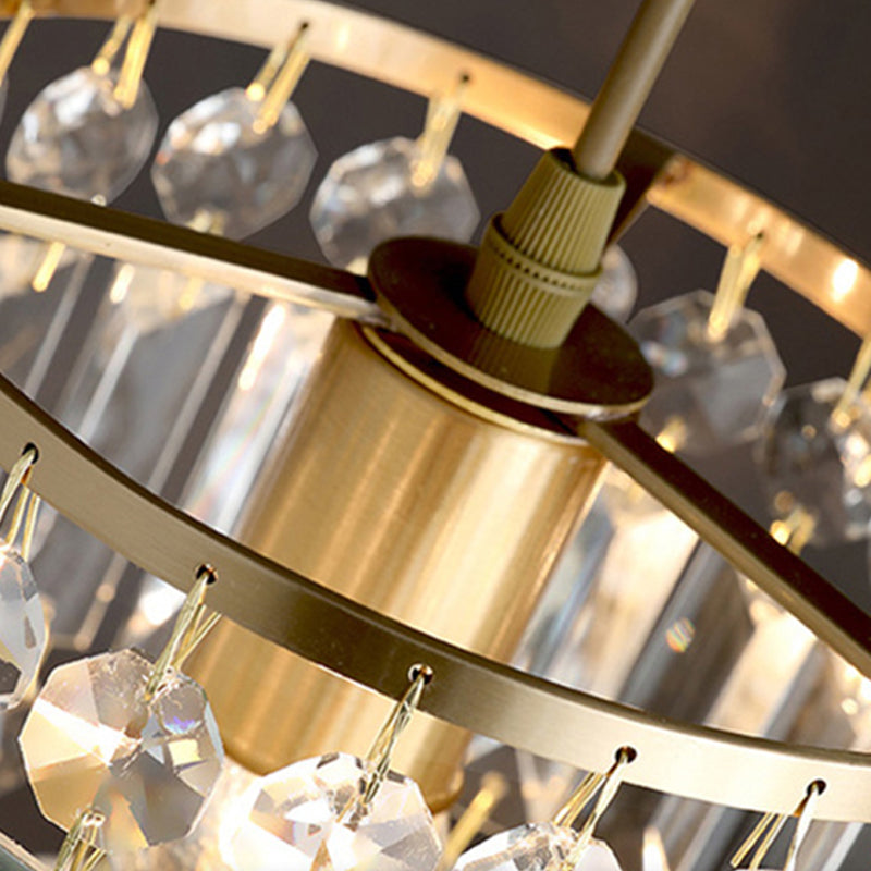 Illuminazione a sospensione di tonalità cilindrica Lampada sospesa in cristallo moderno