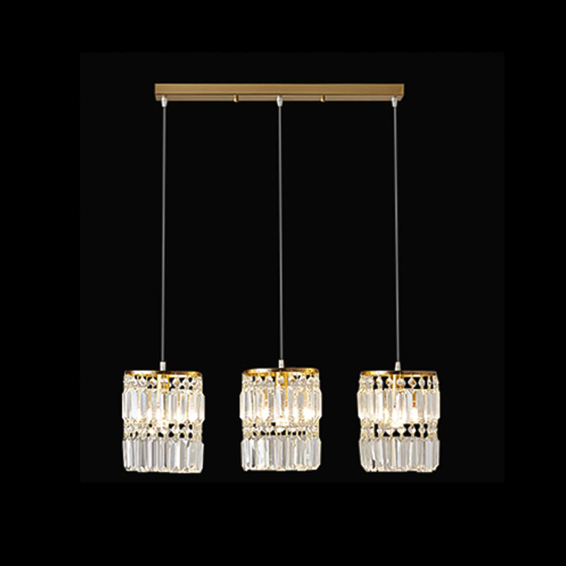 Illuminazione a sospensione di tonalità cilindrica Lampada sospesa in cristallo moderno