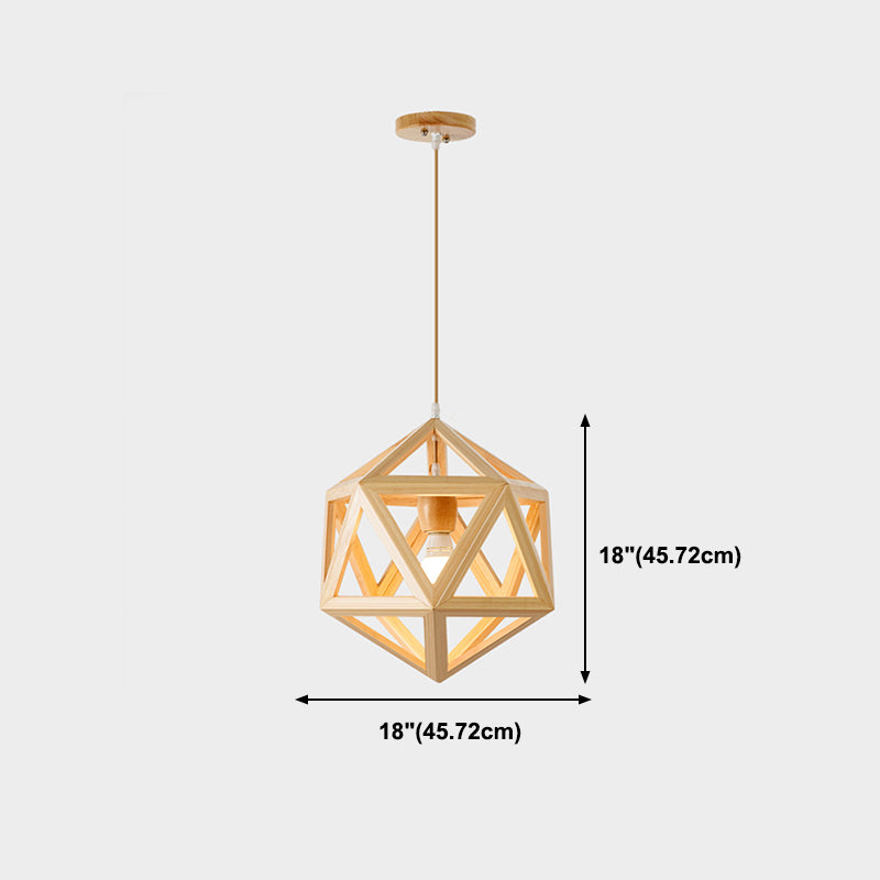 Unique Shade Hanging Lighting Modern Style Rubber Wood 1 Light Hanging Lamp for Bedroom