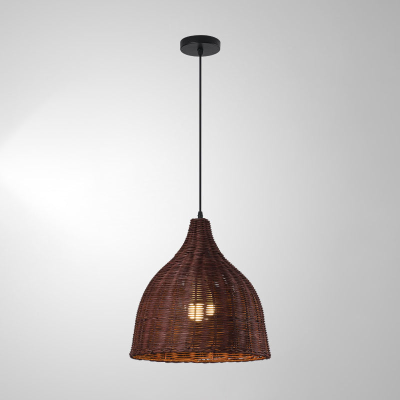 1-Licht-Hangleuchte-Leuchte asiatische Pendellampe mit Rattan-Schatten für Wohnzimmer