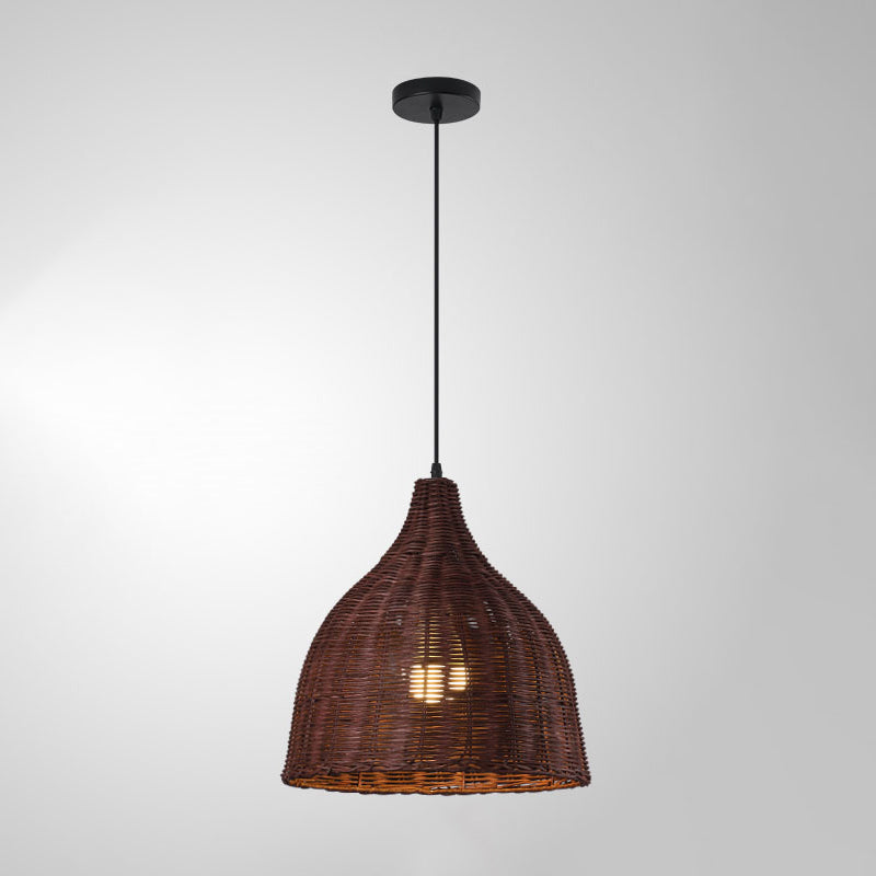 1-Licht-Hangleuchte-Leuchte asiatische Pendellampe mit Rattan-Schatten für Wohnzimmer