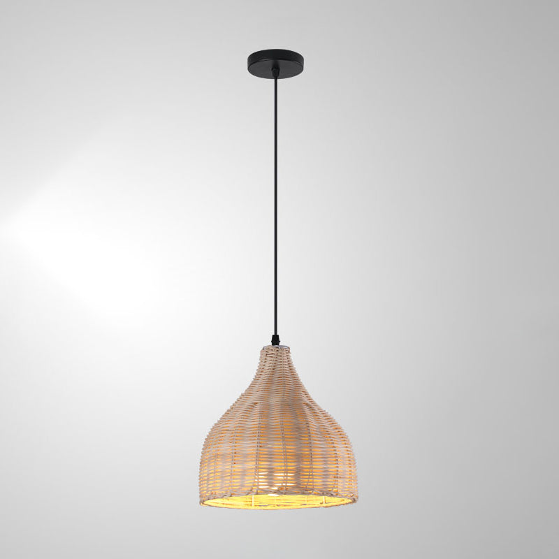 Lampada appesa a 1 luce lampada a sospensione in stile asiatico con tonalità rattan per soggiorno