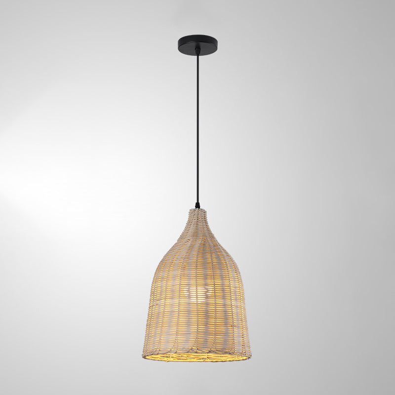 1-Licht-Hangleuchte-Leuchte asiatische Pendellampe mit Rattan-Schatten für Wohnzimmer