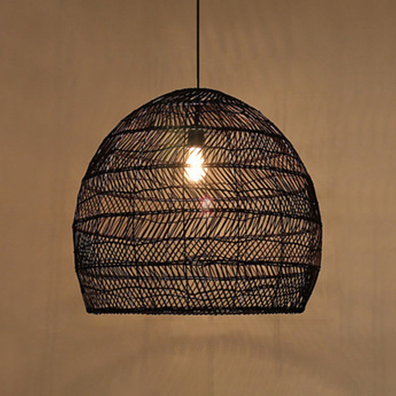 1 Lichthängeleuchte Asian Style Pendellicht mit Rattan-Schatten für Schlafzimmer