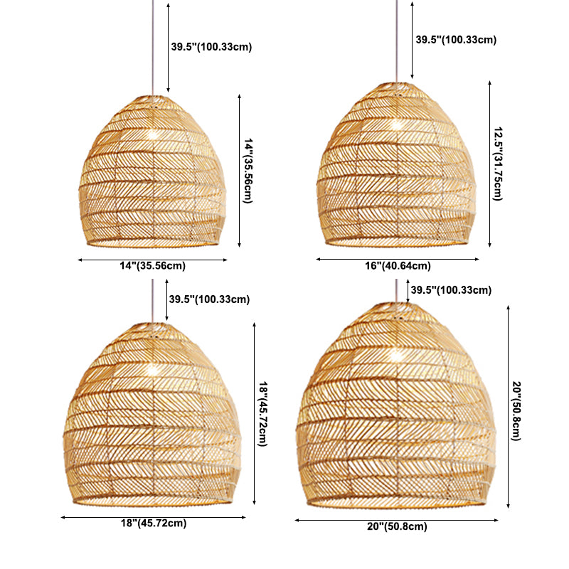 1 Lichthängeleuchte Asian Style Pendellicht mit Rattan-Schatten für Schlafzimmer