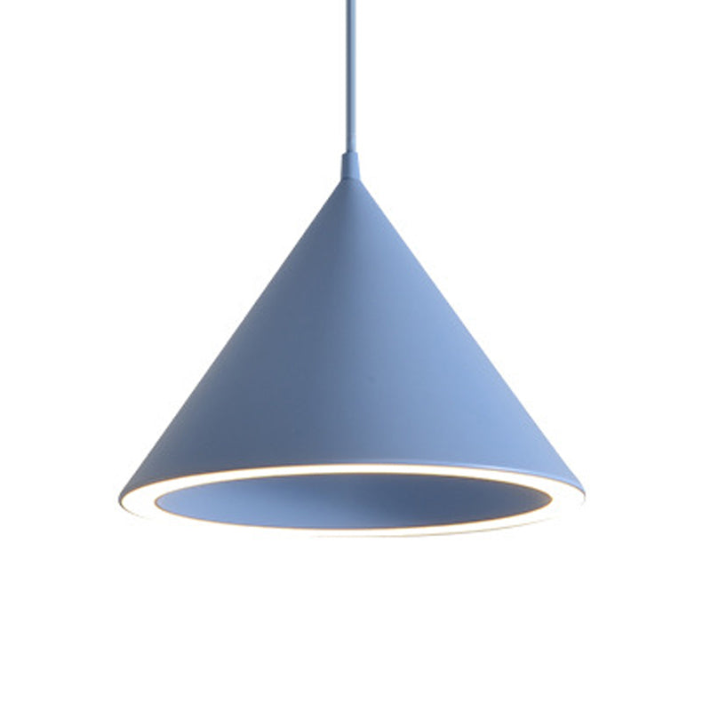 Cone Shape Hanging Light Modern Macaron Style Metal 1 Light Hanging Lamp for Living Room
