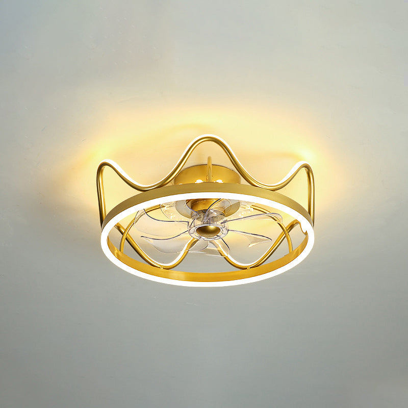 Modern Colorful Fan Light Metal Crown Shape LED Flush Mount Light for Bedroom