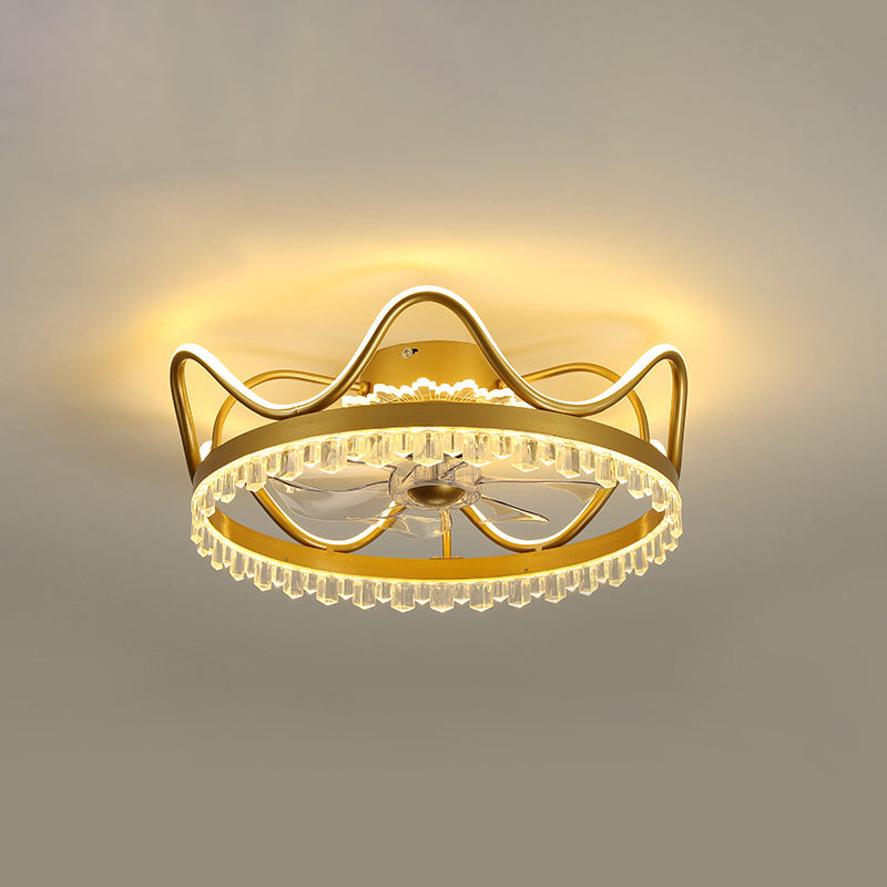 Modern Colorful Fan Light Metal Crown Shape LED Flush Mount Light for Bedroom