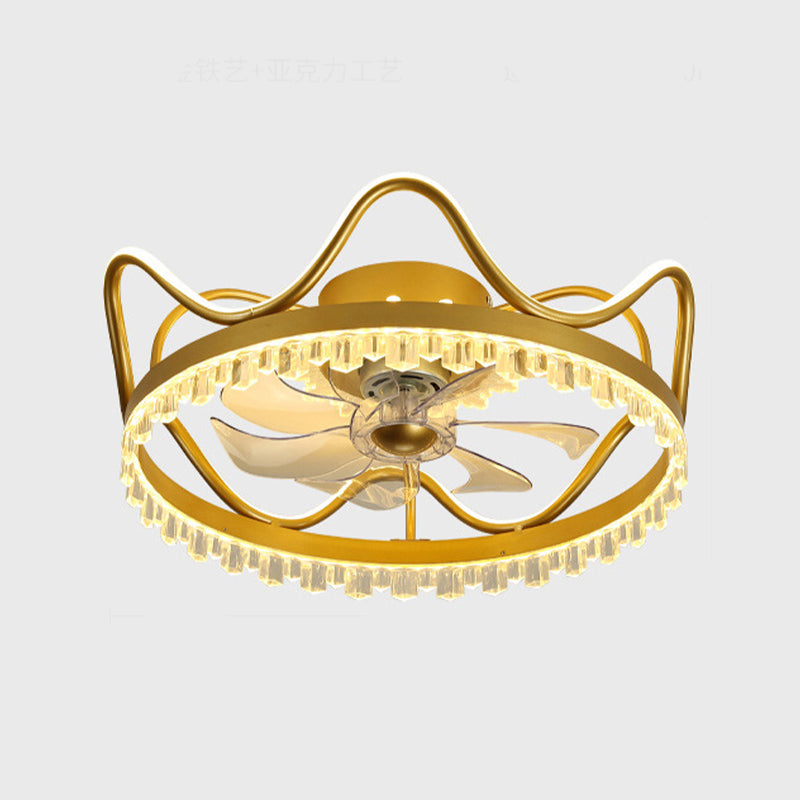 Modern Colorful Fan Light Metal Crown Shape LED Flush Mount Light for Bedroom
