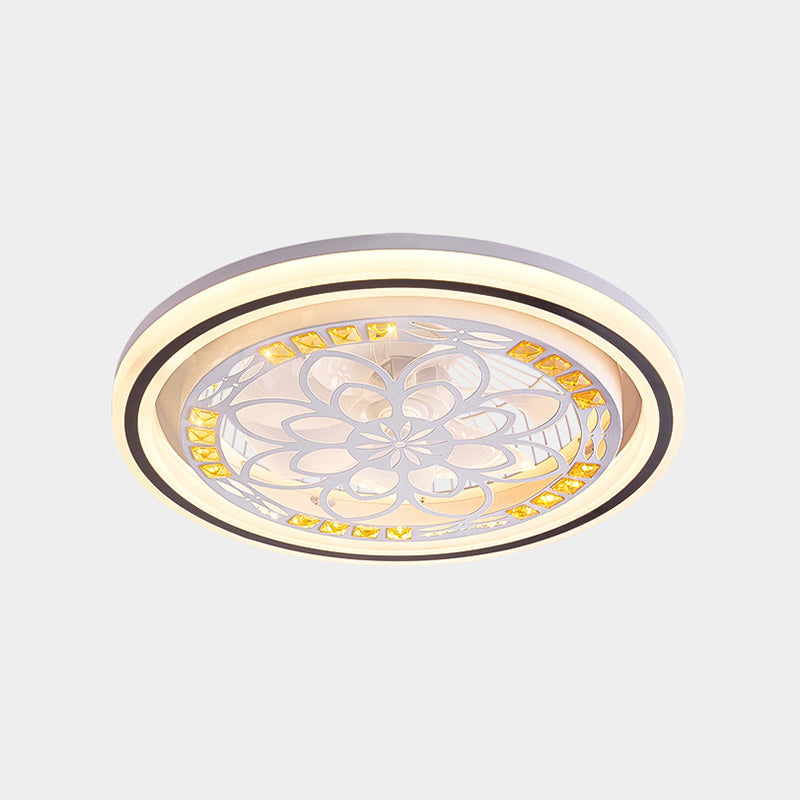 Modern Style Ceiling Fan Lamp LED Crystal Ceiling Mount Light with Acrylic Shade