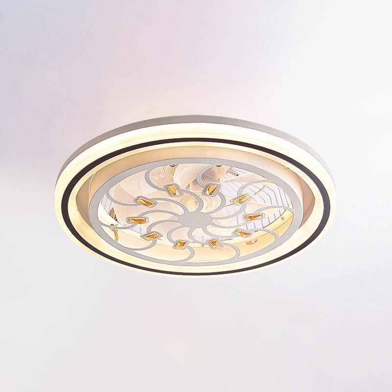 Modern Style Ceiling Fan Lamp LED Crystal Ceiling Mount Light with Acrylic Shade