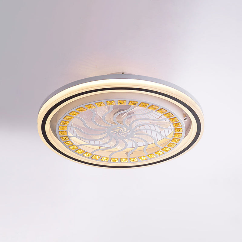 Modern Style Ceiling Fan Lamp LED Crystal Ceiling Mount Light with Acrylic Shade