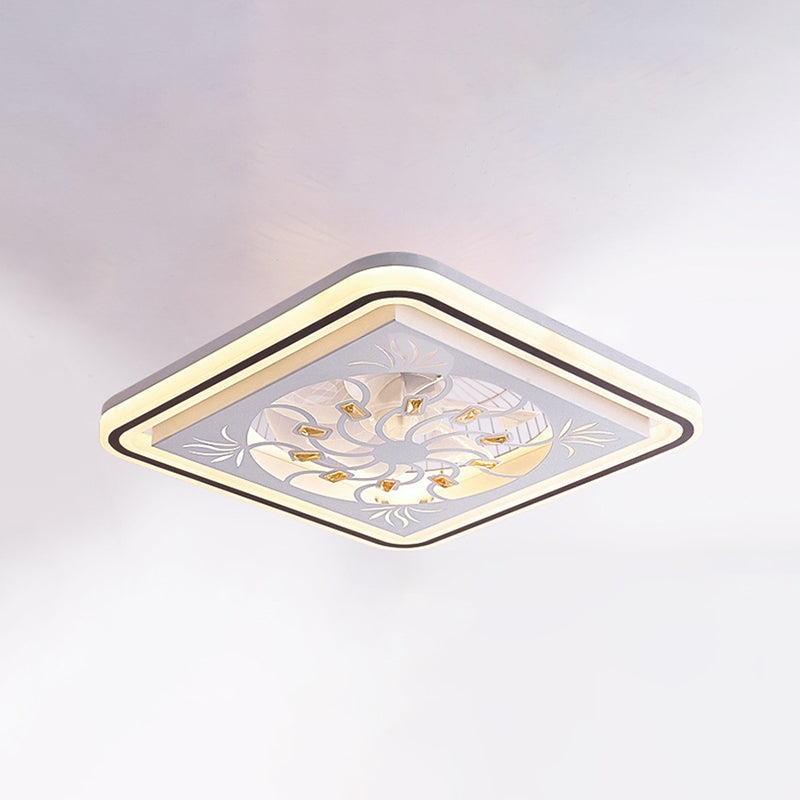 Modern Style Ceiling Fan Lamp LED Crystal Ceiling Mount Light with Acrylic Shade