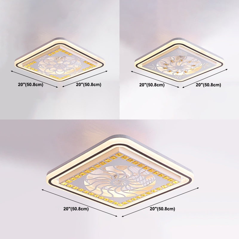 Modern Style Ceiling Fan Lamp LED Crystal Ceiling Mount Light with Acrylic Shade