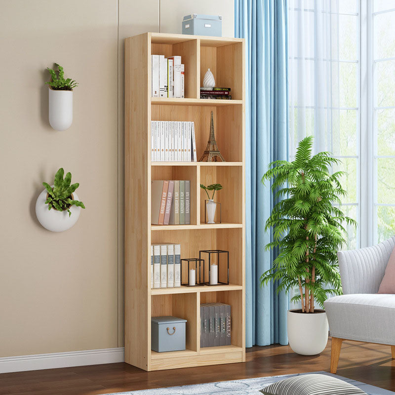 Scandinavian Vertical Standard Bookshelf Natural Pine Wood Bookshelf for Home