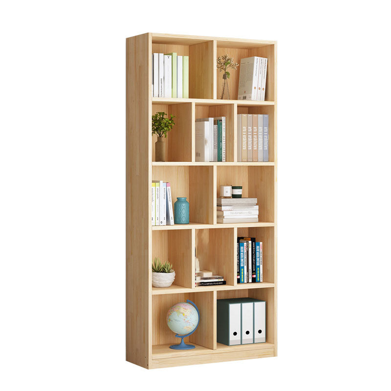 Scandinavian Vertical Standard Bookshelf Natural Pine Wood Bookshelf for Home