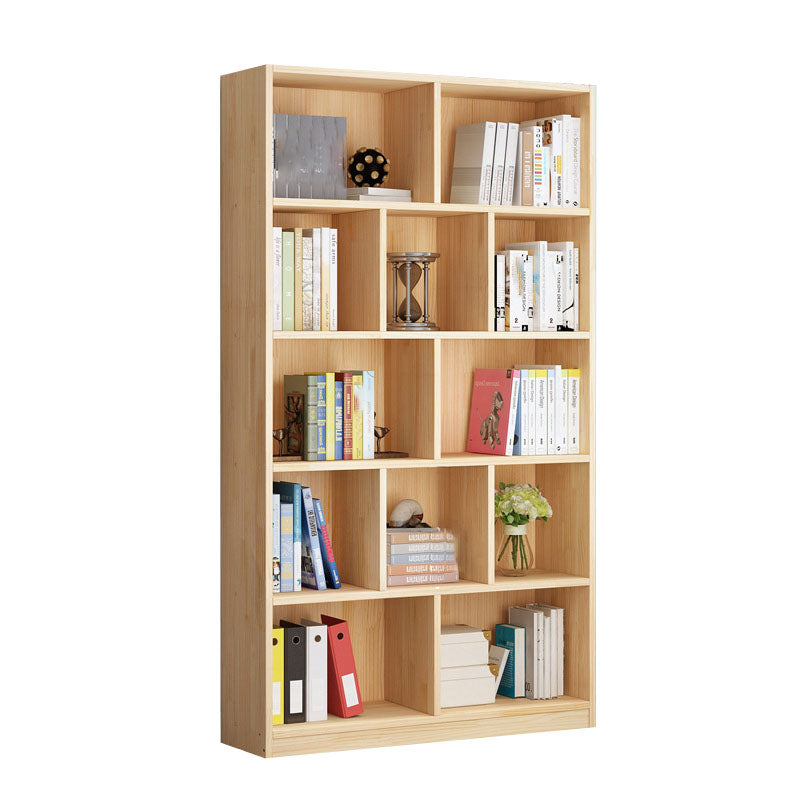 Scandinavian Vertical Standard Bookshelf Natural Pine Wood Bookshelf for Home