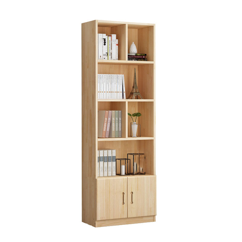 Scandinavian Vertical Standard Bookshelf Natural Pine Wood Bookshelf for Home