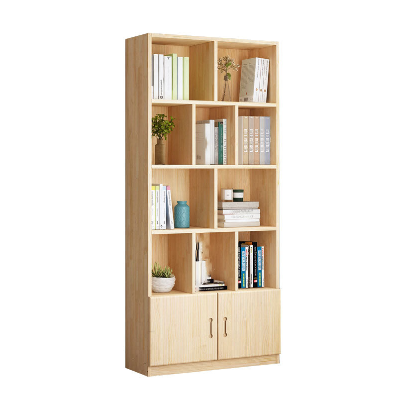 Scandinavian Vertical Standard Bookshelf Natural Pine Wood Bookshelf for Home