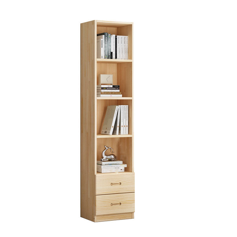 Scandinavian Vertical Standard Bookshelf Natural Pine Wood Bookshelf for Home