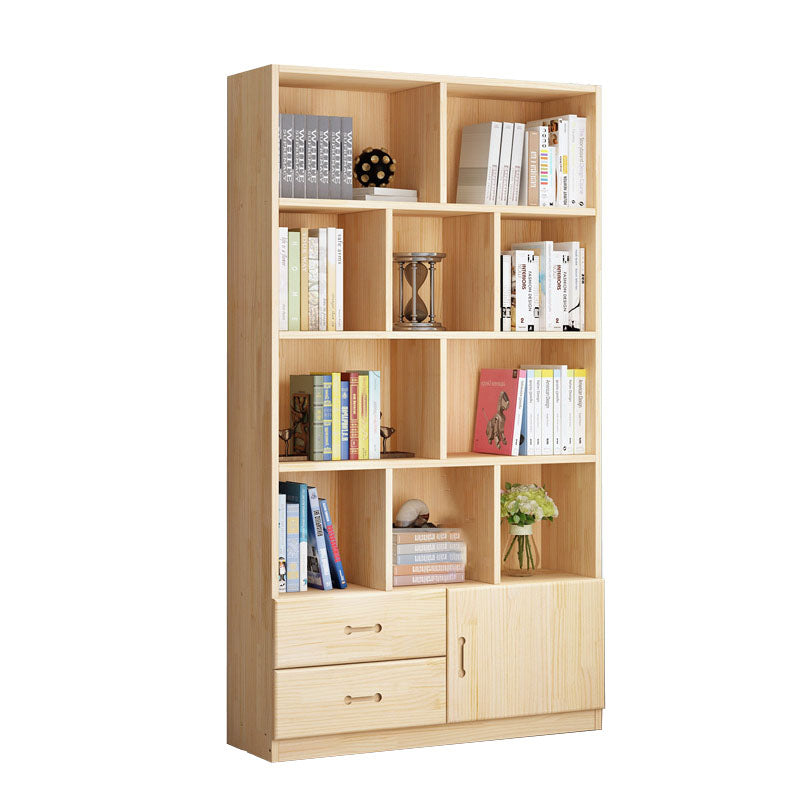 Scandinavian Vertical Standard Bookshelf Natural Pine Wood Bookshelf for Home