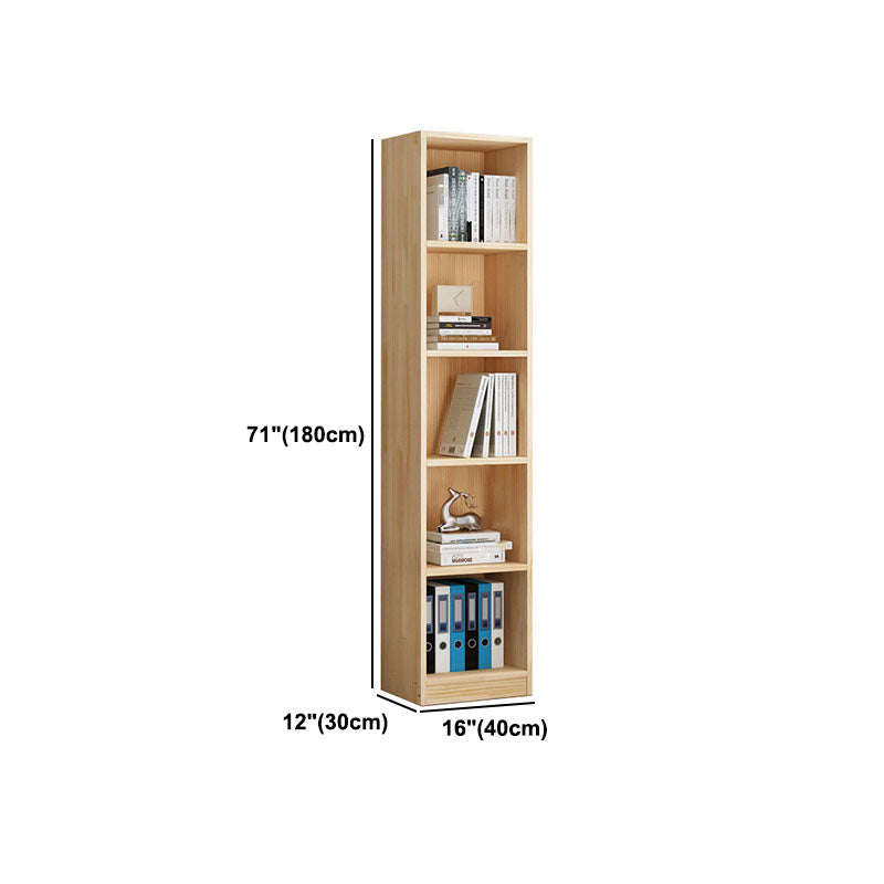 Scandinavian Vertical Standard Bookshelf Natural Pine Wood Bookshelf for Home