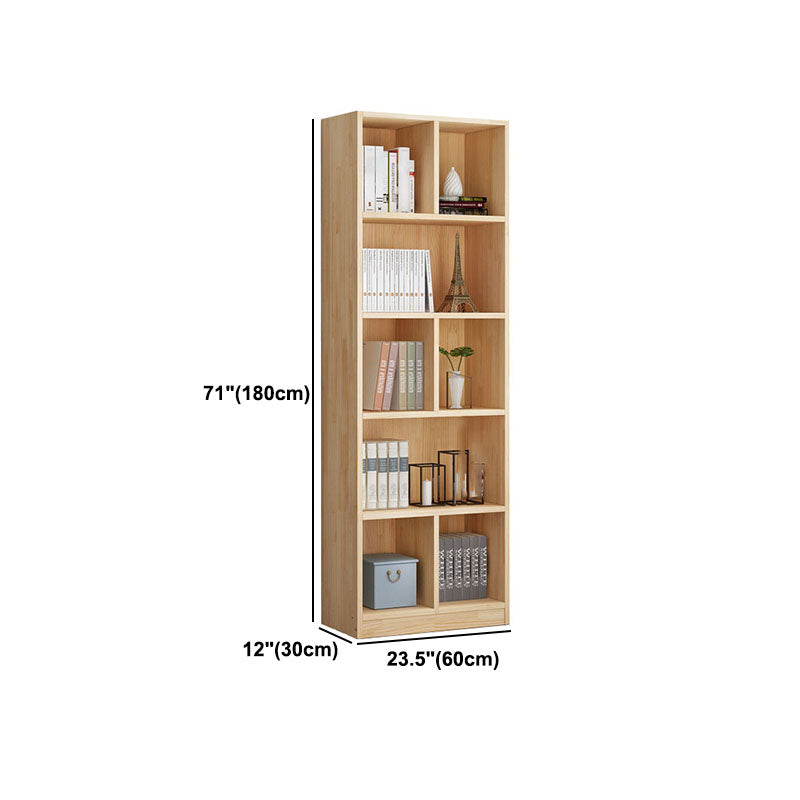 Scandinavian Vertical Standard Bookshelf Natural Pine Wood Bookshelf for Home