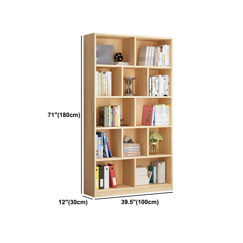 Scandinavian Vertical Standard Bookshelf Natural Pine Wood Bookshelf for Home