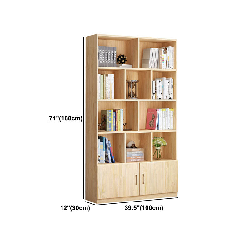 Scandinavian Vertical Standard Bookshelf Natural Pine Wood Bookshelf for Home