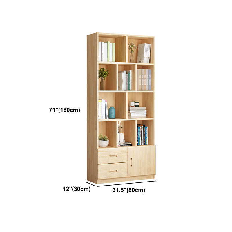Scandinavian Vertical Standard Bookshelf Natural Pine Wood Bookshelf for Home