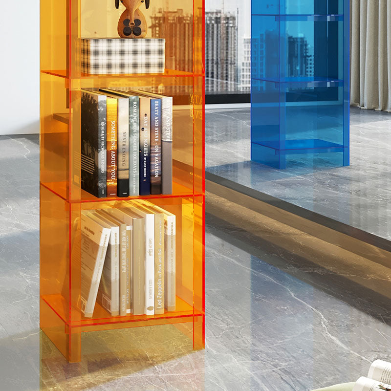 Glam Acrylic Vertical Standard Bookshelf Closed Back Bookshelf for Living Room