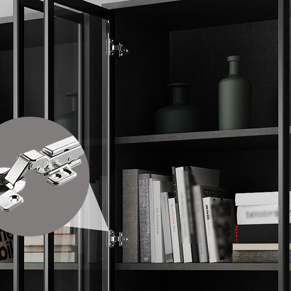 Manufactured Wood Glam Standard Bookcase Closed Back Bookcase with Glass Door