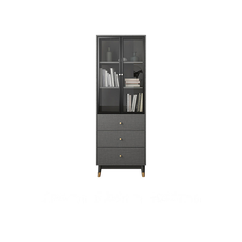 Manufactured Wood Glam Standard Bookcase Closed Back Bookcase with Glass Door