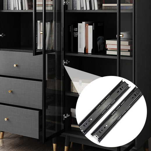 Manufactured Wood Glam Standard Bookcase Closed Back Bookcase with Glass Door