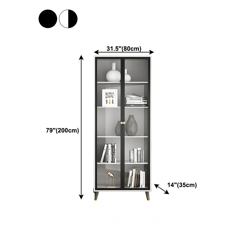 Manufactured Wood Glam Standard Bookcase Closed Back Bookcase with Glass Door