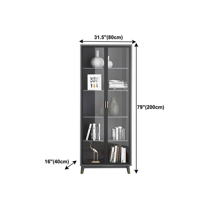 Manufactured Wood Glam Standard Bookcase Closed Back Bookcase with Glass Door