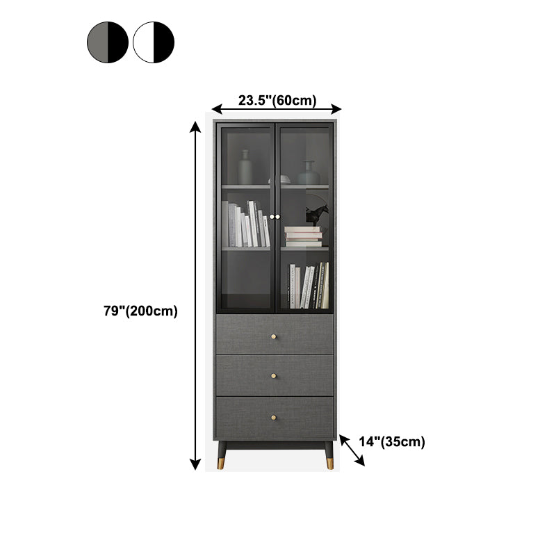 Manufactured Wood Glam Standard Bookcase Closed Back Bookcase with Glass Door