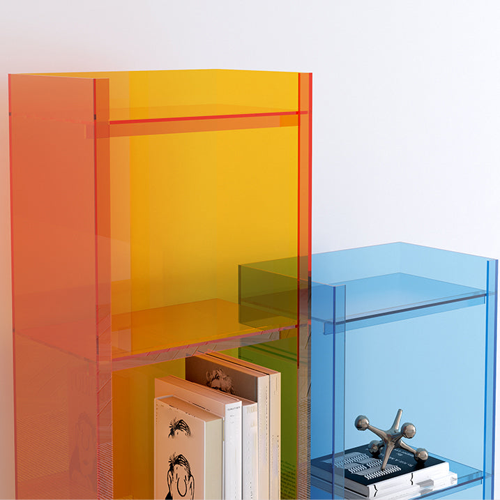 10"W Bookshelf Glam Style Closed Back Acrylic Bookcase for Office and Study Room
