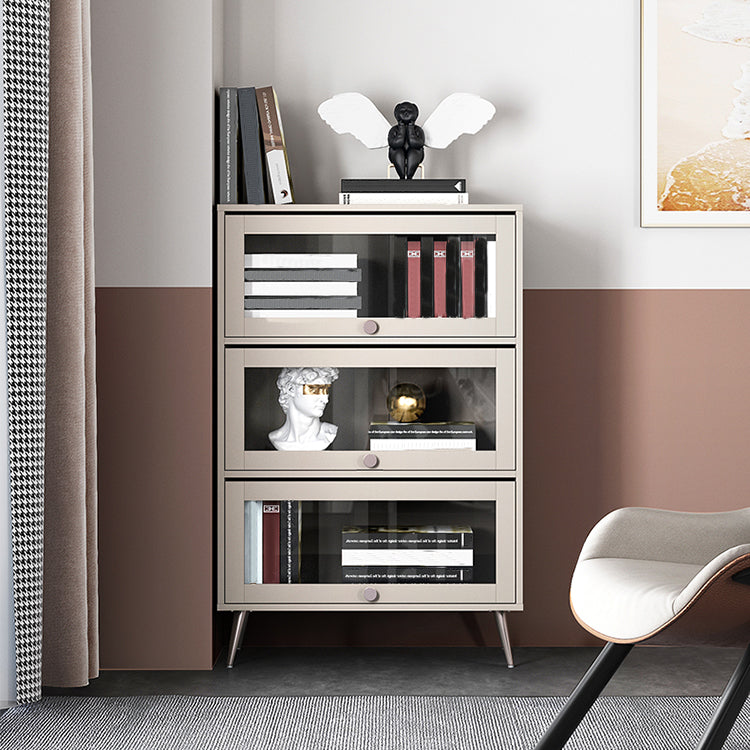 Libreria verticale standard glam in legno fabbricato con porte di vetro