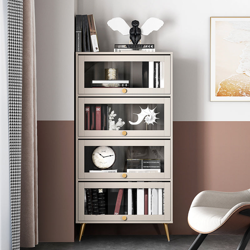 Libreria verticale standard glam in legno fabbricato con porte di vetro