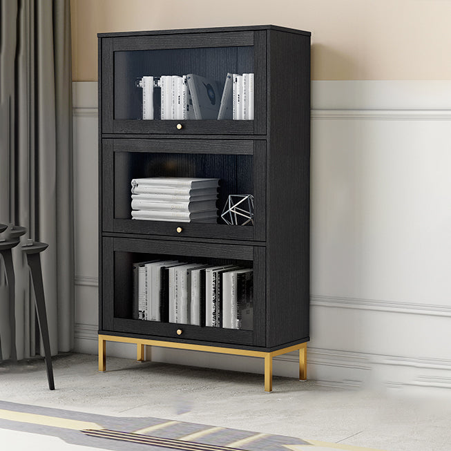 Glam Vertical Standard Bookcase Manufactured Wood Bookcase with Glass Doors