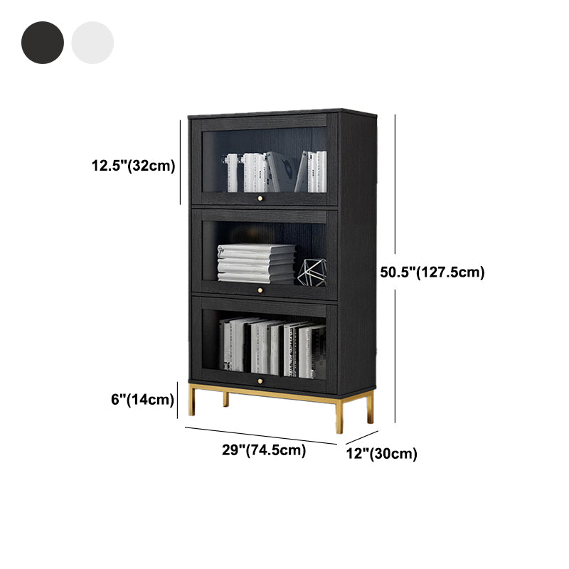 Glam Vertical Standard Bookcase Manufactured Wood Bookcase with Glass Doors