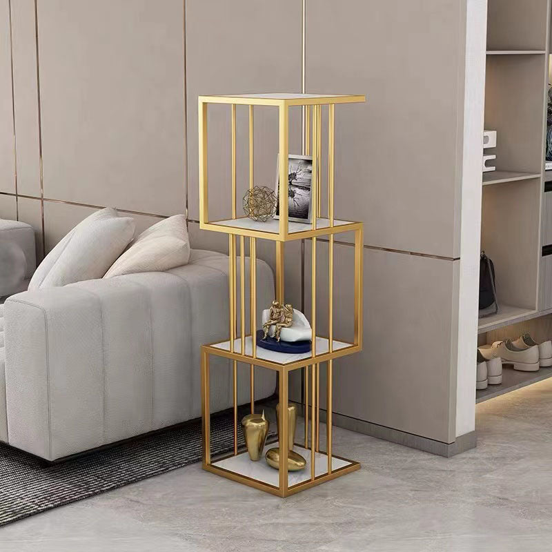 Open Vertical Etagere Bookshelf Industrial Iron Frame Manufactured Wood Shelf Bookshelf