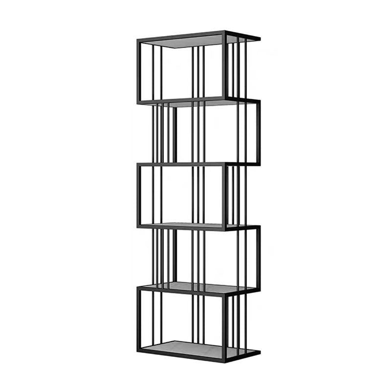 Open Vertical Etagere Bookshelf Industrial Iron Frame Manufactured Wood Shelf Bookshelf