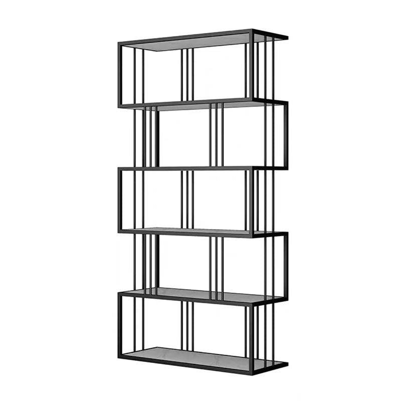Open Vertical Etagere Bookshelf Industrial Iron Frame Manufactured Wood Shelf Bookshelf