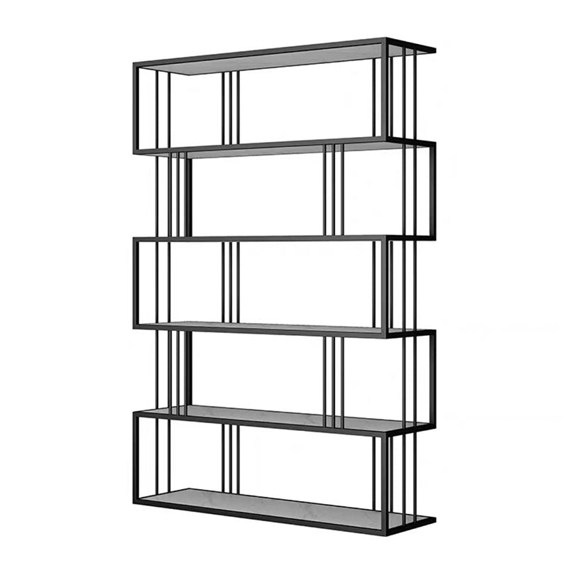 Open Vertical Etagere Bookshelf Industrial Iron Frame Manufactured Wood Shelf Bookshelf