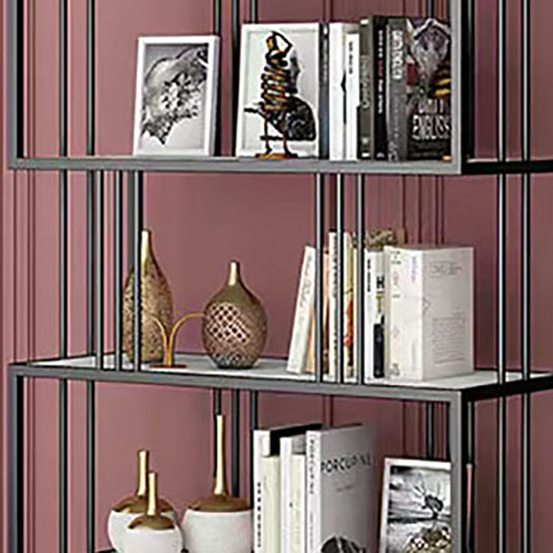 Open Vertical Etagere Bookshelf Industrial Iron Frame Manufactured Wood Shelf Bookshelf