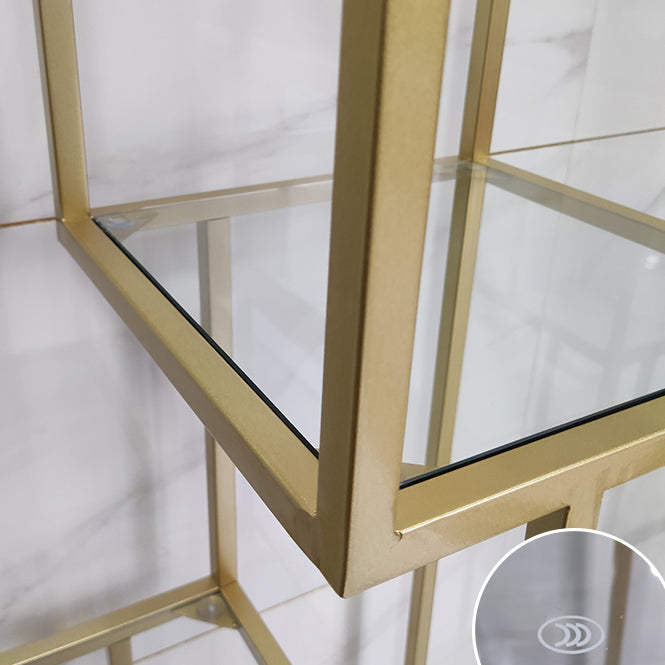 Libreria etagere industriale aperta verticale telaio di ferro invalido scaffale in vetro