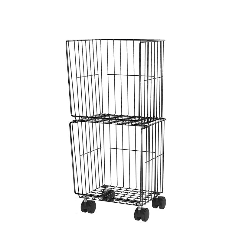 Black and White Industrial Bookshelf Iron Bookshelf with Caster Wheels