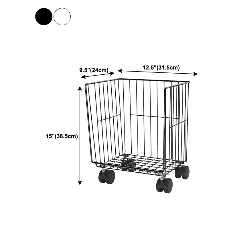 Black and White Industrial Bookshelf Iron Bookshelf with Caster Wheels